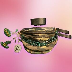 Bum Bag Bundle Deal | Camo Nylon Crossbody + Acrylic Chain & 3 Bag Charms